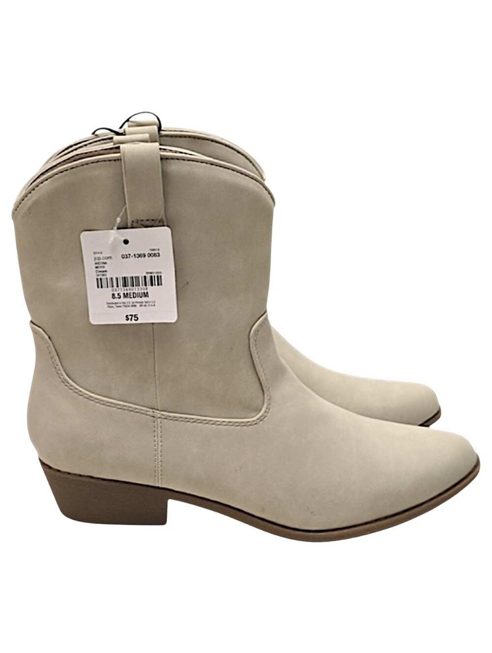 NWT Cream Boots Arizona Jean Co 8.5 Coastal Cowgirl Memory Foam Bootie Shoes